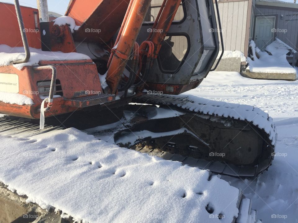 Excavator in Snow