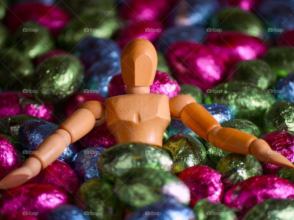 A candy loving mannequin. 