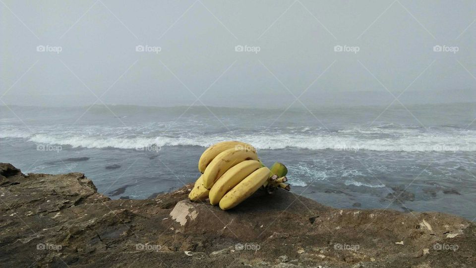 Bananas on rock