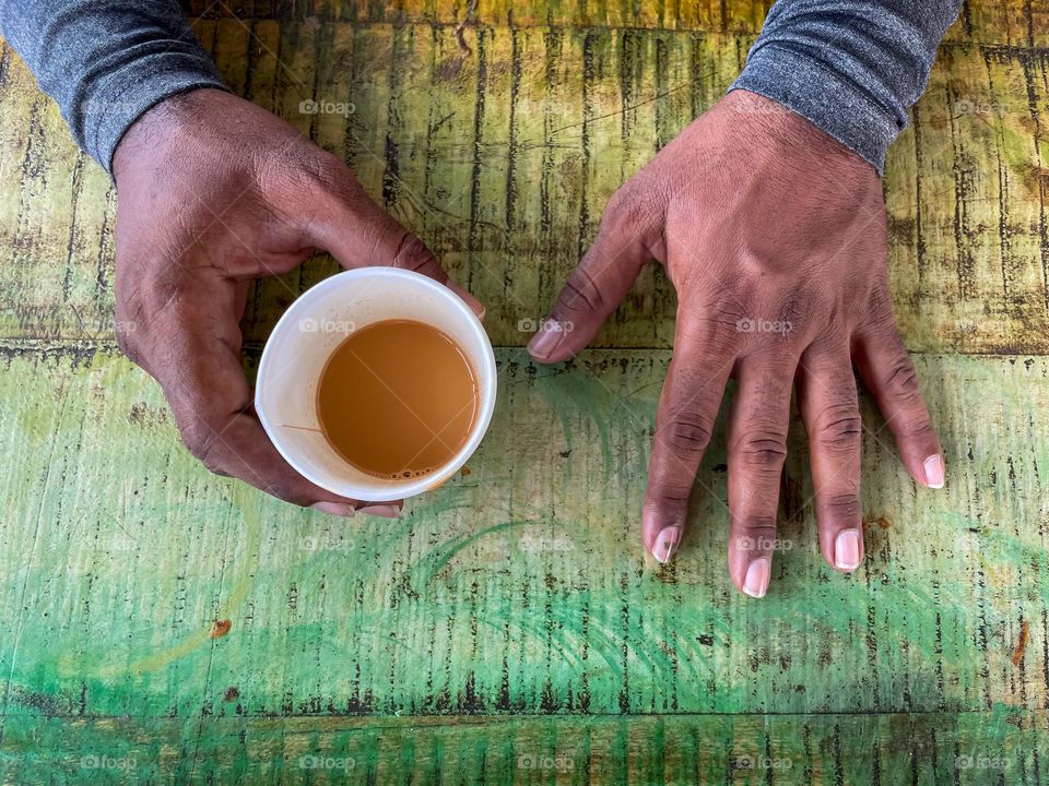 Having Tea on a colourful table