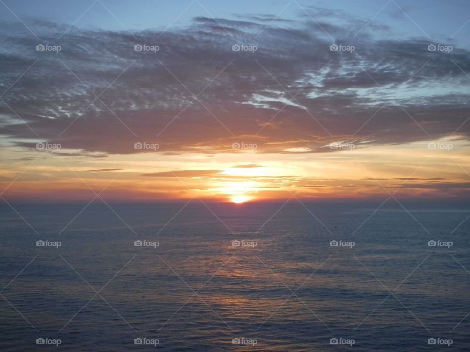Sunset in the middle of the Pacific Ocean