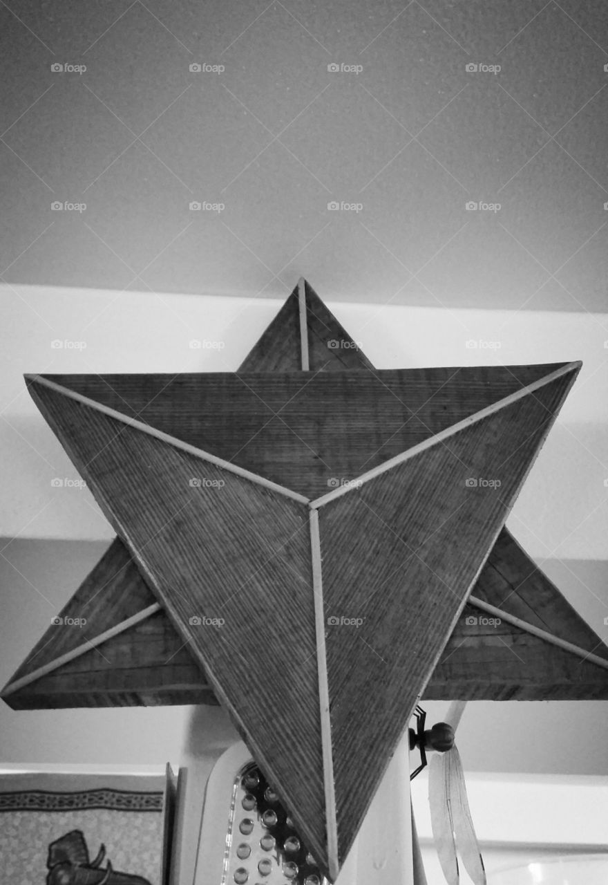 wooden star of David in black and white