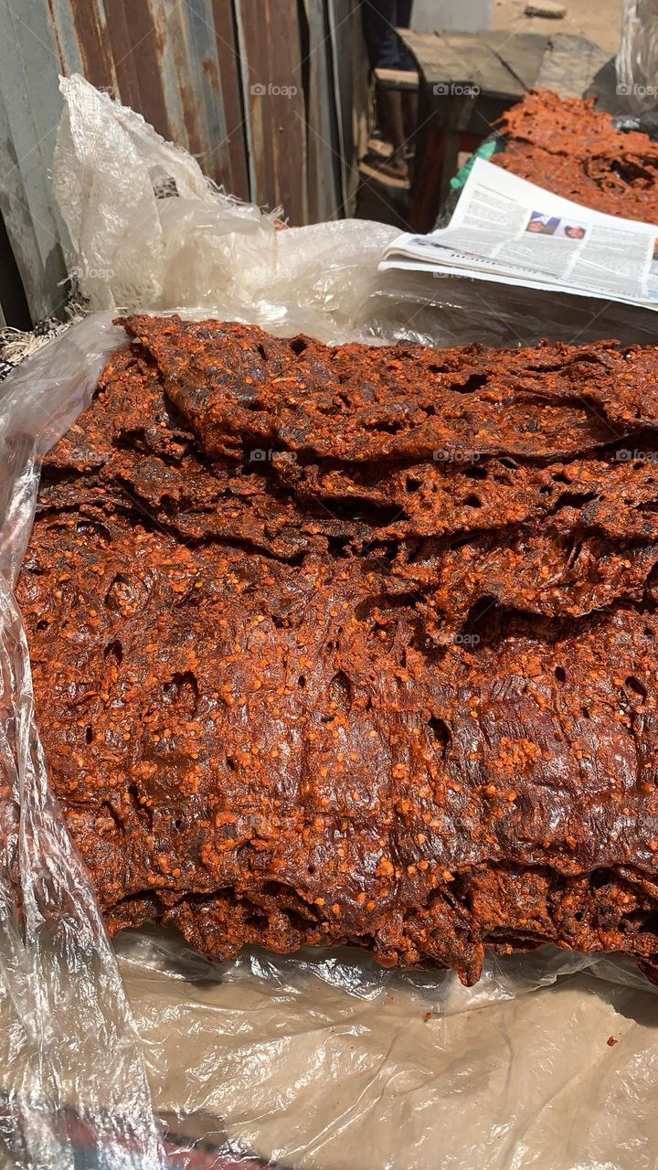 Dried meat known as kilishi In northern part of Nigeria 🇳🇬