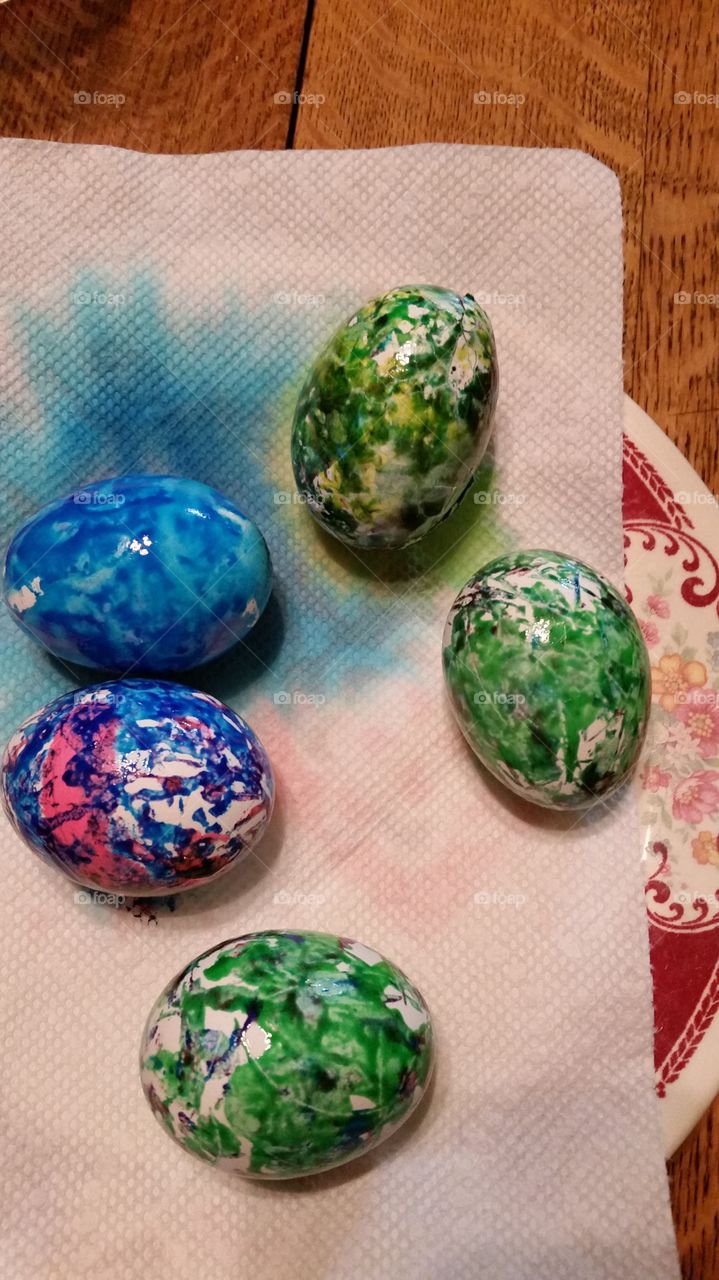 Easter Eggs. my granddaughter n I made these for Easter dinner.