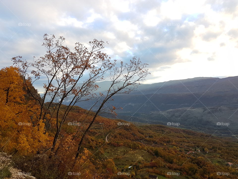 Autumn landscape in mountains 