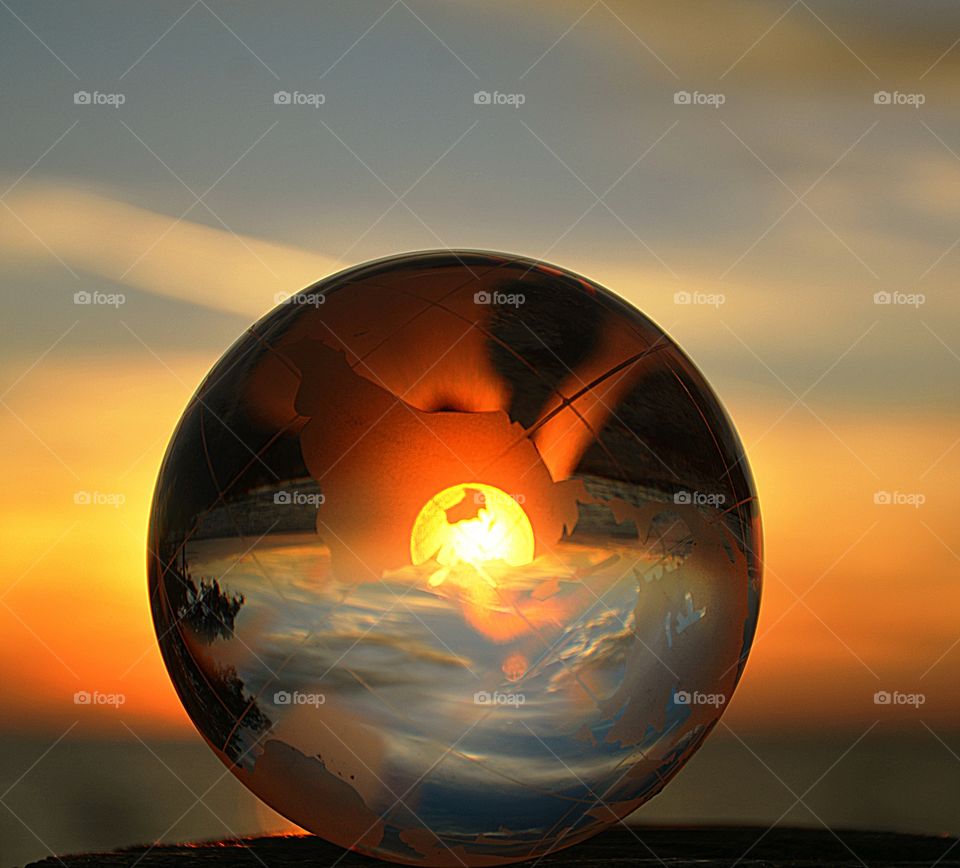 Sunset through a crystal ball 