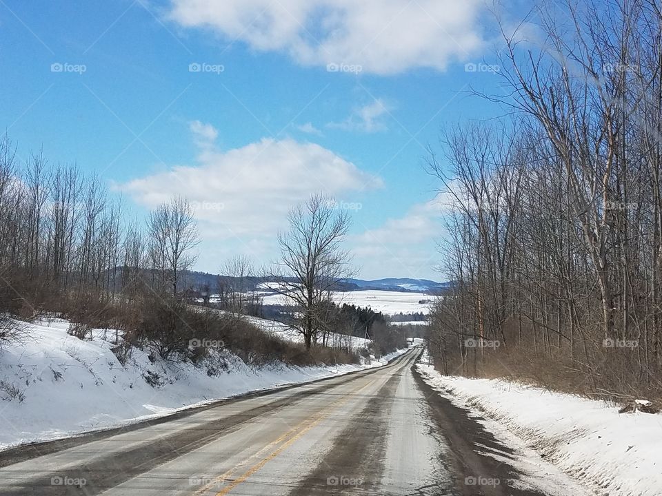 Empty road during winter