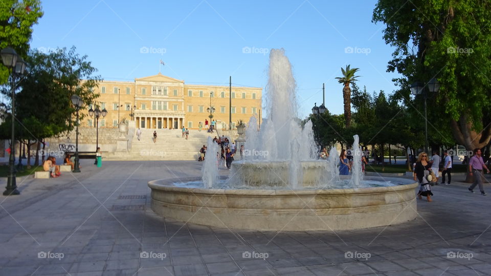 Greece Athens fountain. Greece Athens Syntagma fountain