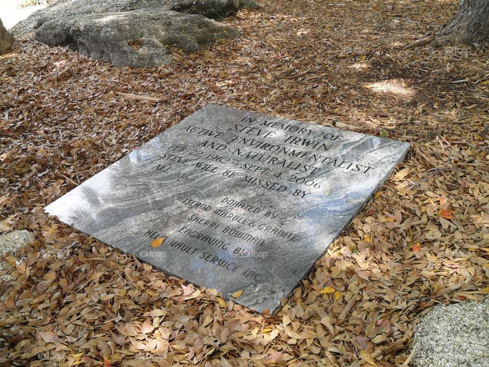 Memorial plaque Steve Irwin in Florida