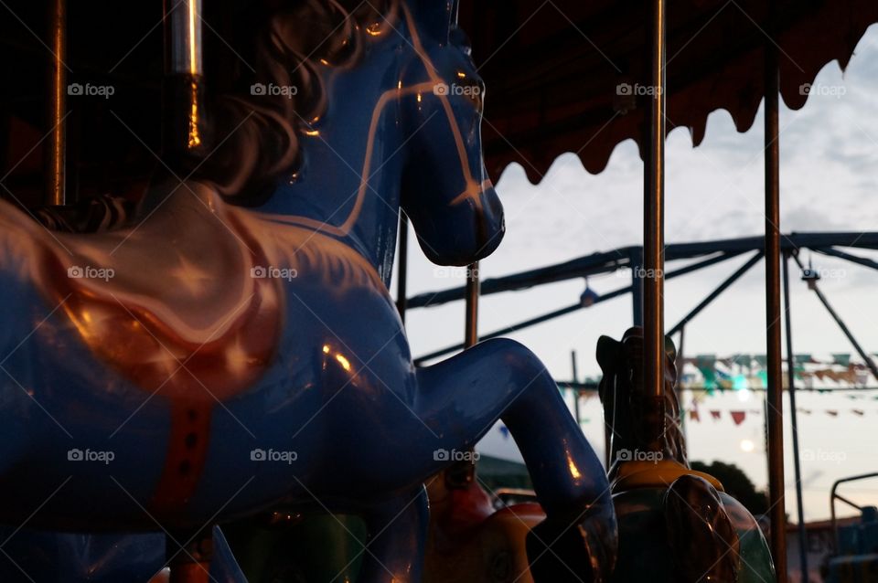 carousel amusement park at dawn