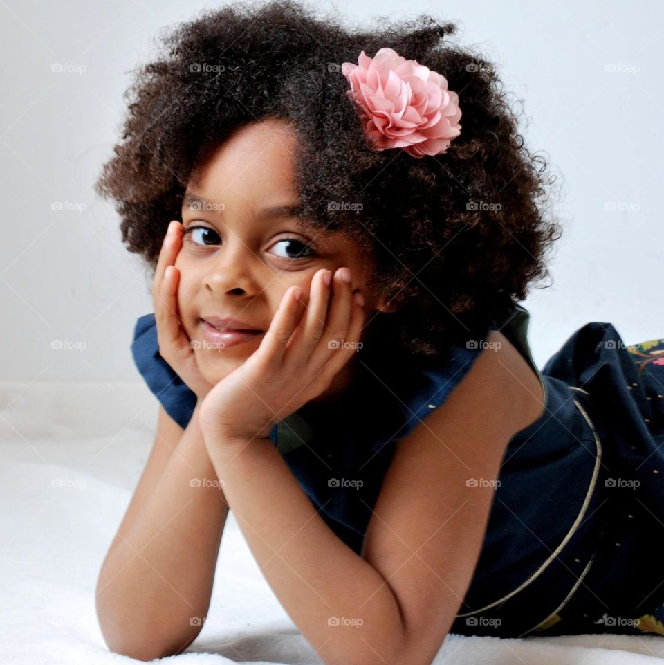 Girl with curly hair