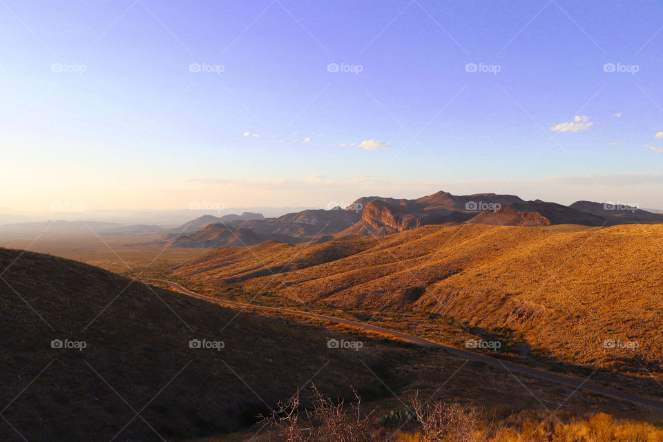 Sunset reflection on Burro Mesa at Big Bend National Park