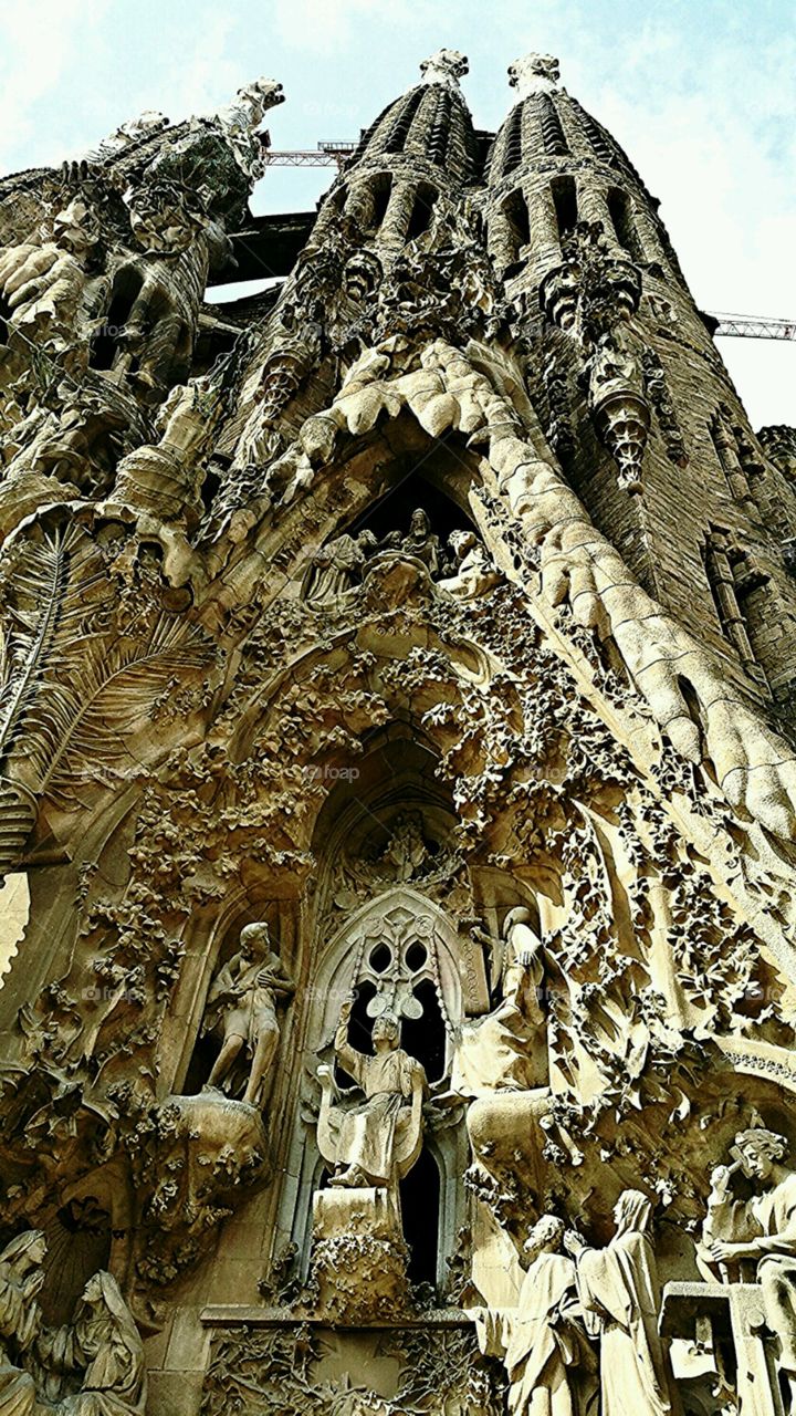 Nativity Towers, Sagrada Famil. Side built by Gaudi before his death