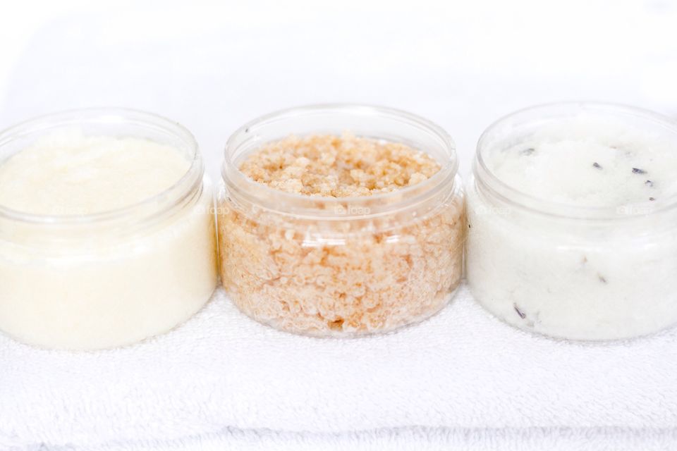 Three Epsom salt bath scrubs