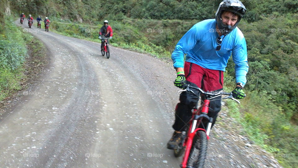 Death Road biking. Biking down Death Road in Bolivia