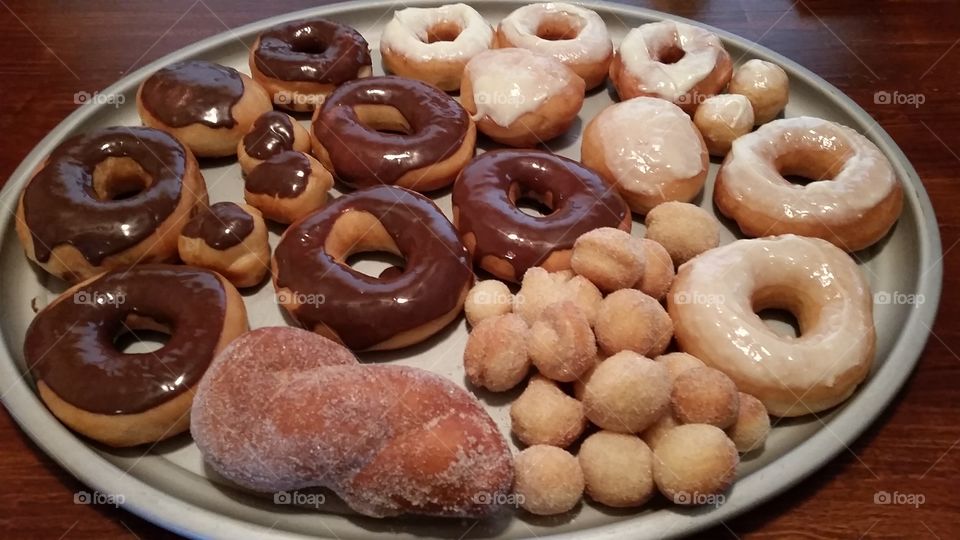 Homemade doughnut platter