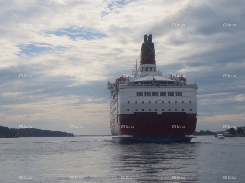 A ferry from behind