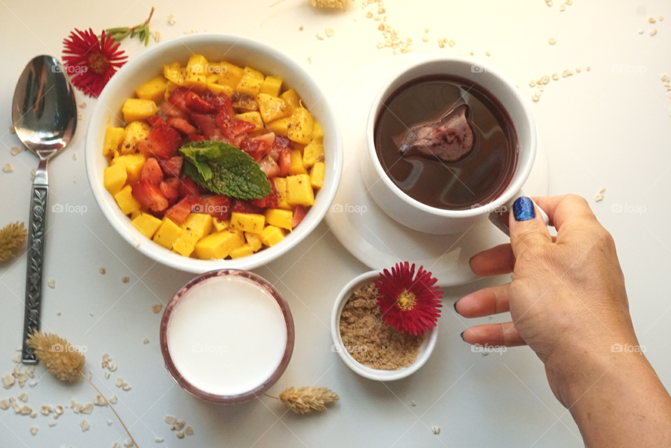 Stay cozy in winter! breakfast with tea