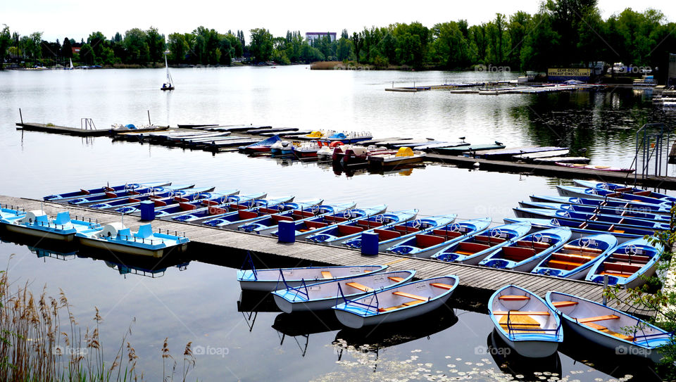 Boats in danube river summer
