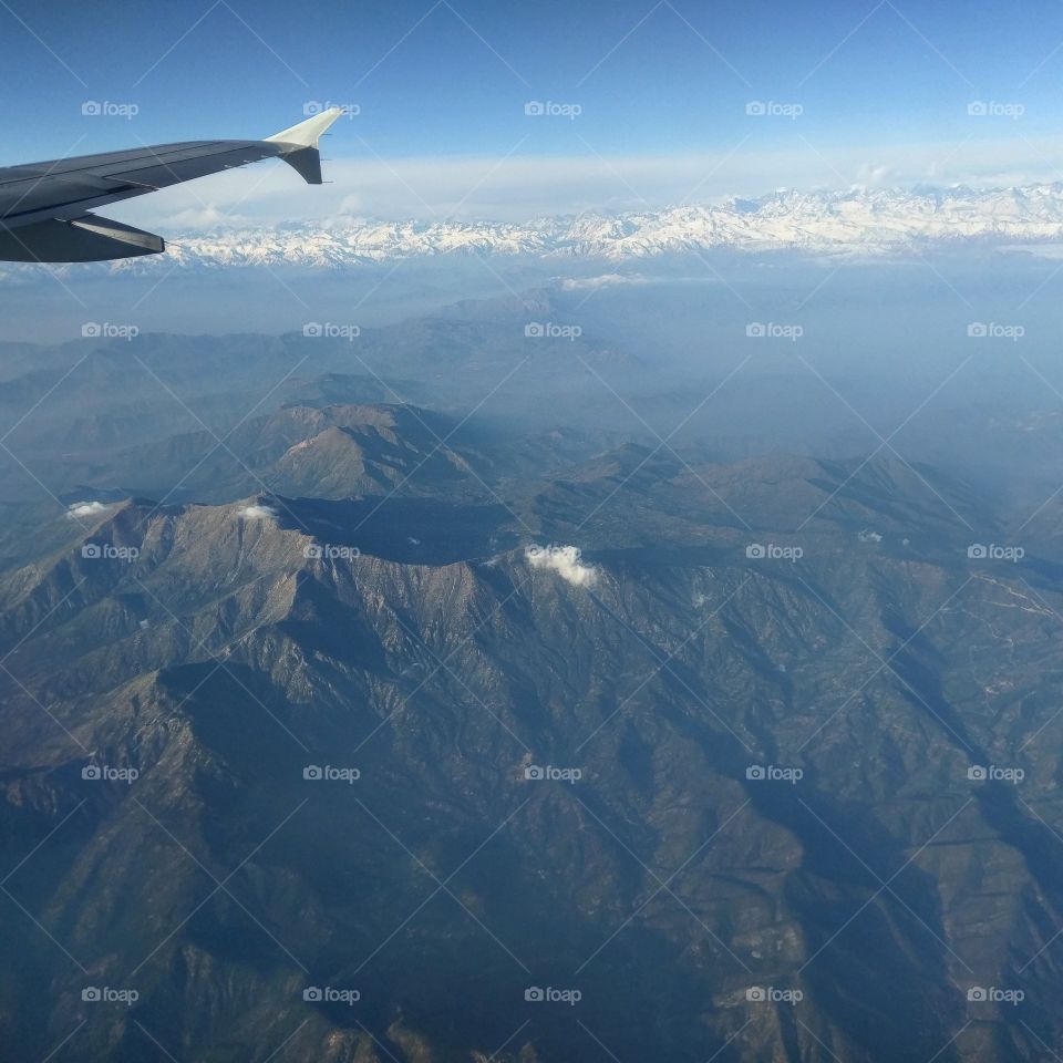 Flying over the mountains in Chile
