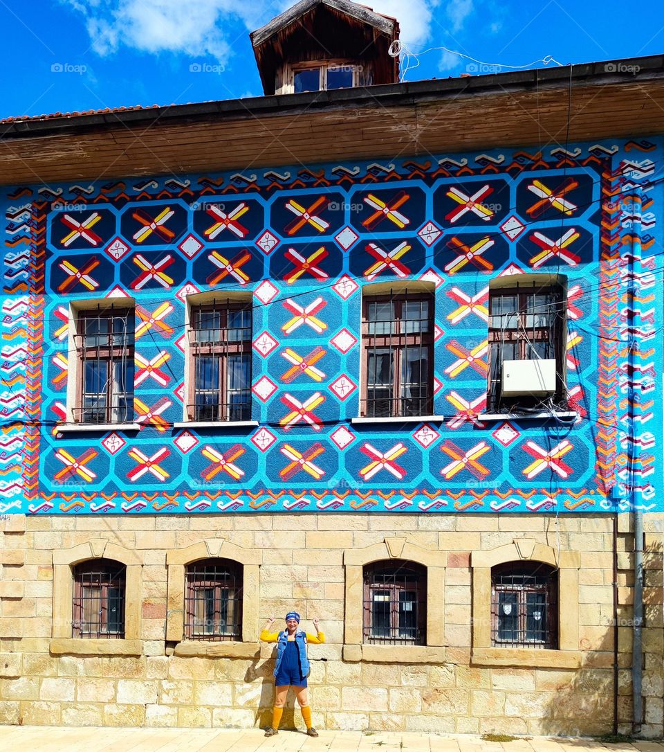 Building facade in blue shades