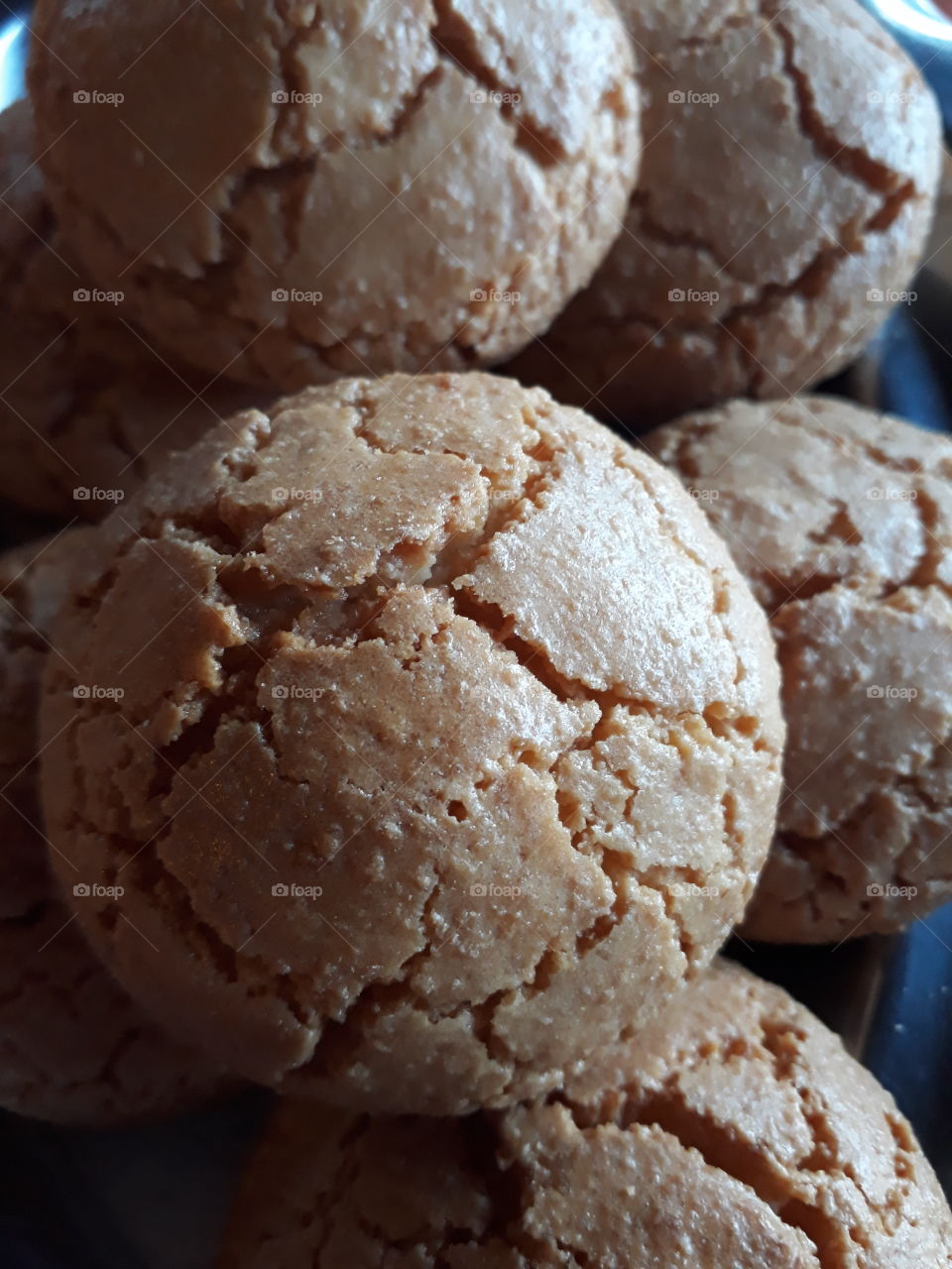 close up of traditional fall cookies Amaretti. Sardinia Italy