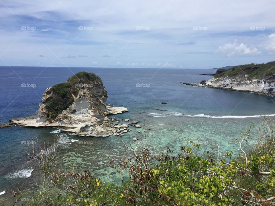 The view of Bird Island from the Bird Island lookout point on Saipan, CNMI. 