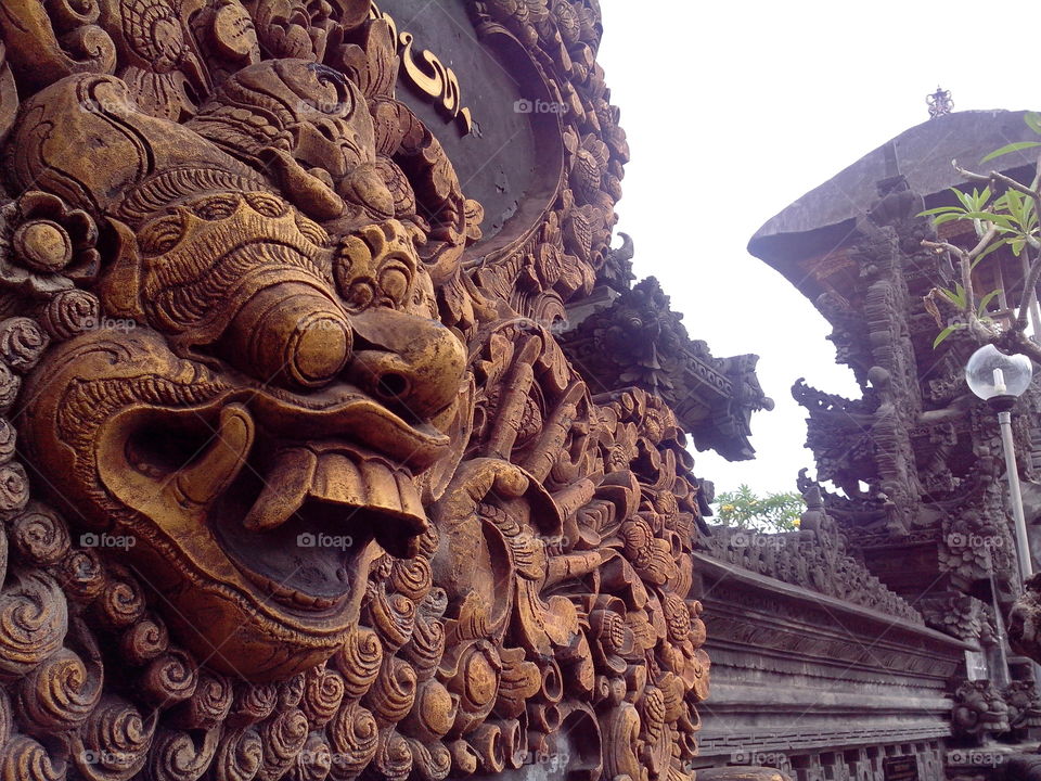 Intricate Balinese street wall decor