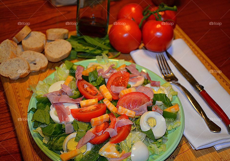 A delicious and colorful salad for just that light but filling meal top off with fresh bread and balsamic dressing 