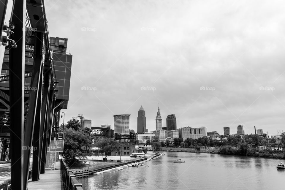 Cleveland skyline and river front