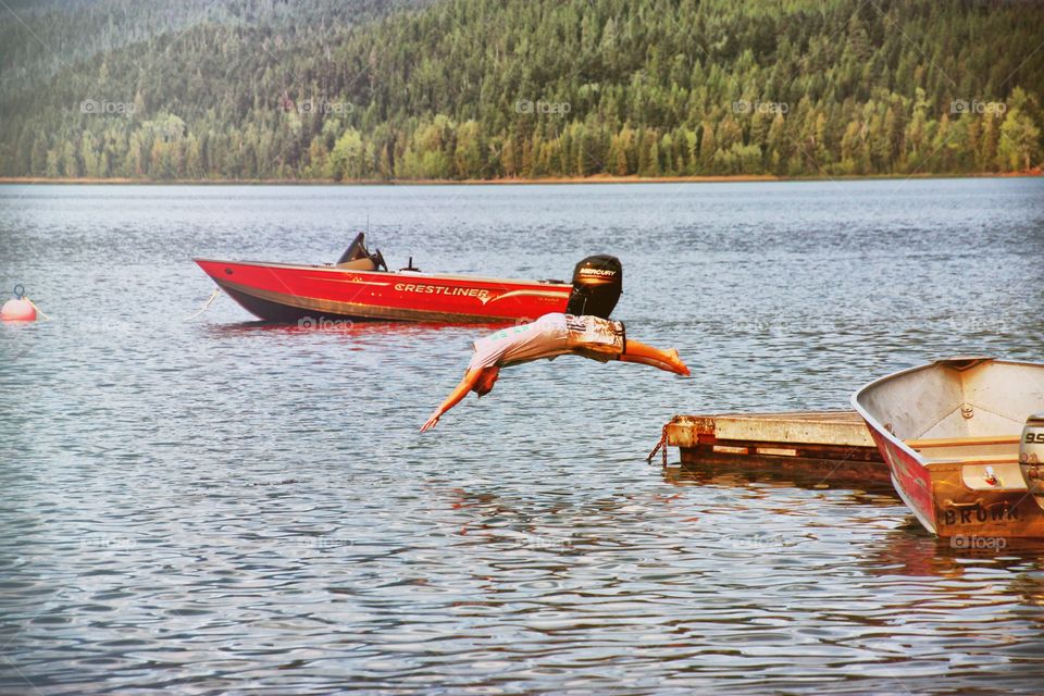 Cooling off in lake MacDonald Montana