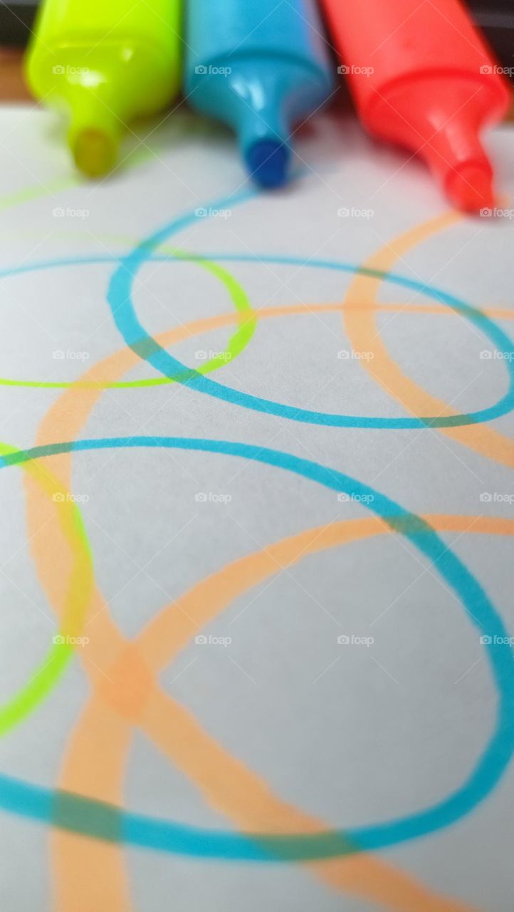 color explosion, drawing on paper, yellow, orange, blue, drawing with felt-tip pens, balloons, drawing.