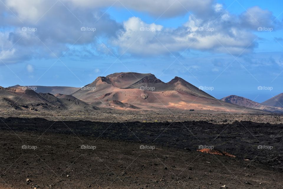 timanfaya volcanic national park on lanzarote canary island in spain