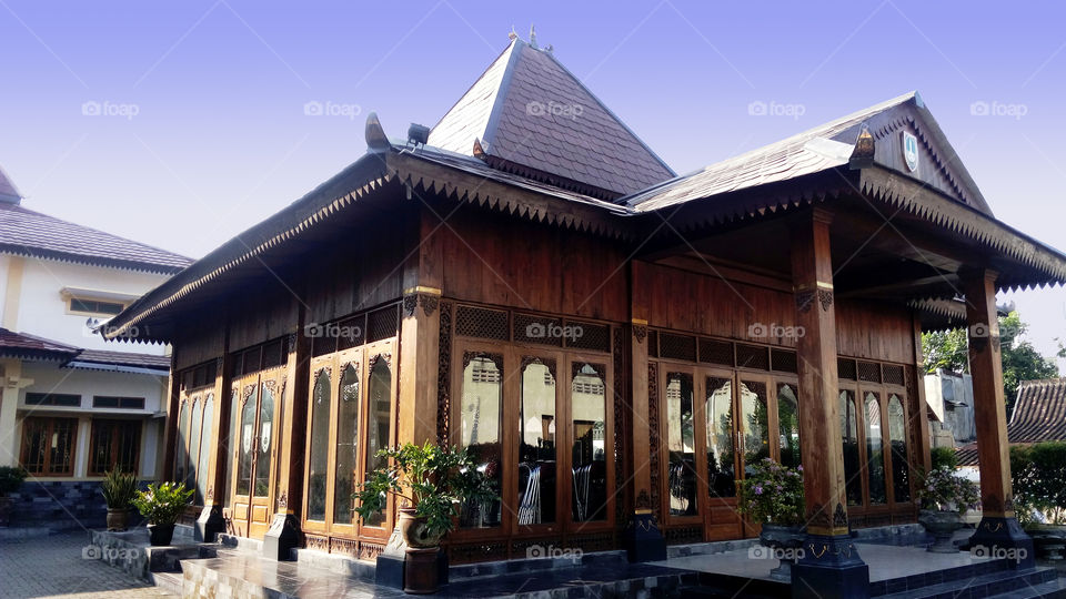 Traditional building from Java Indonesia, it's named Joglo
