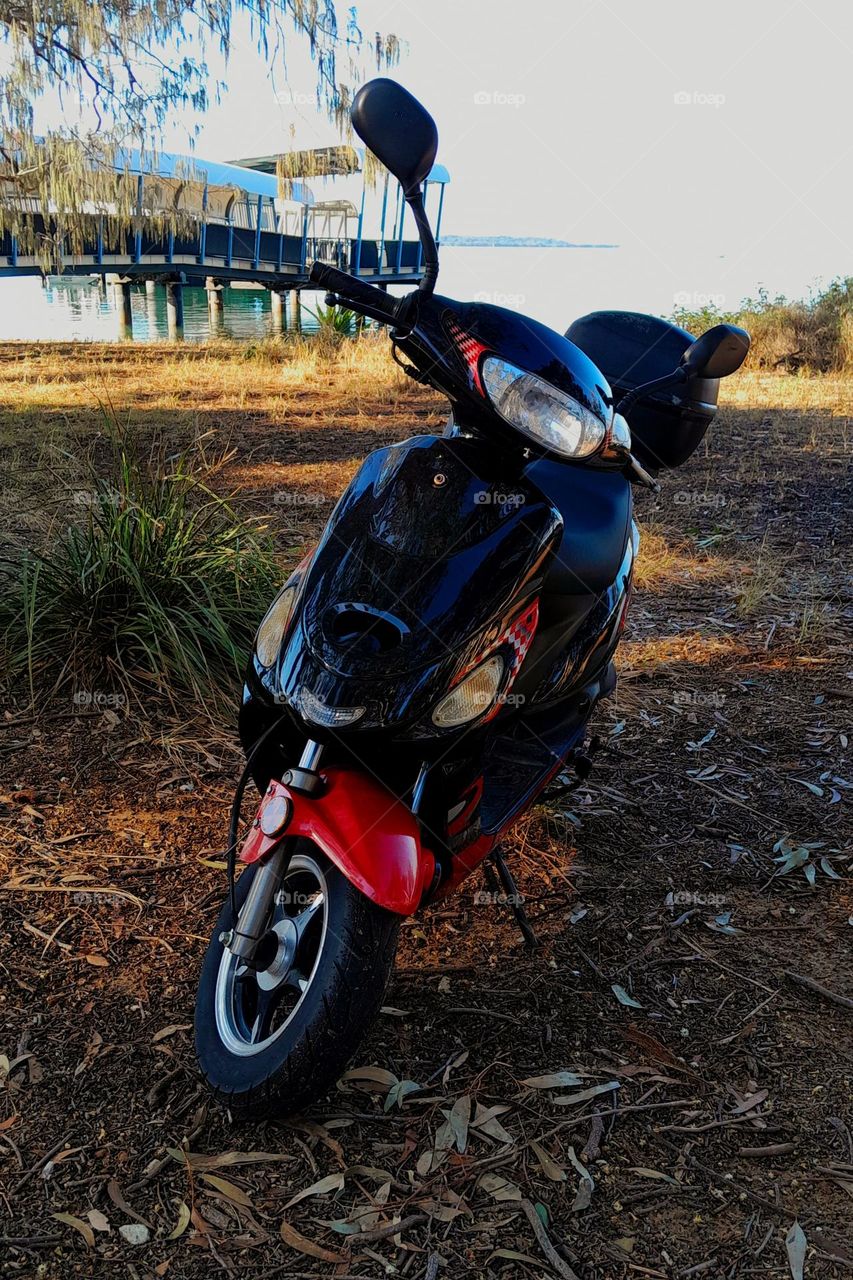 Scooter parked near Jetty