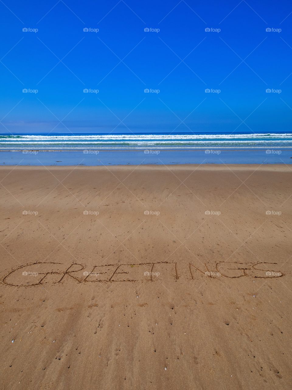 Greetings beach writing 