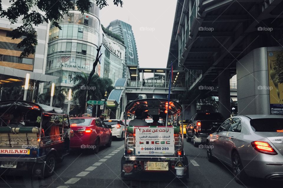 Bangkok mass transportation with Tuk Tuk Taxi