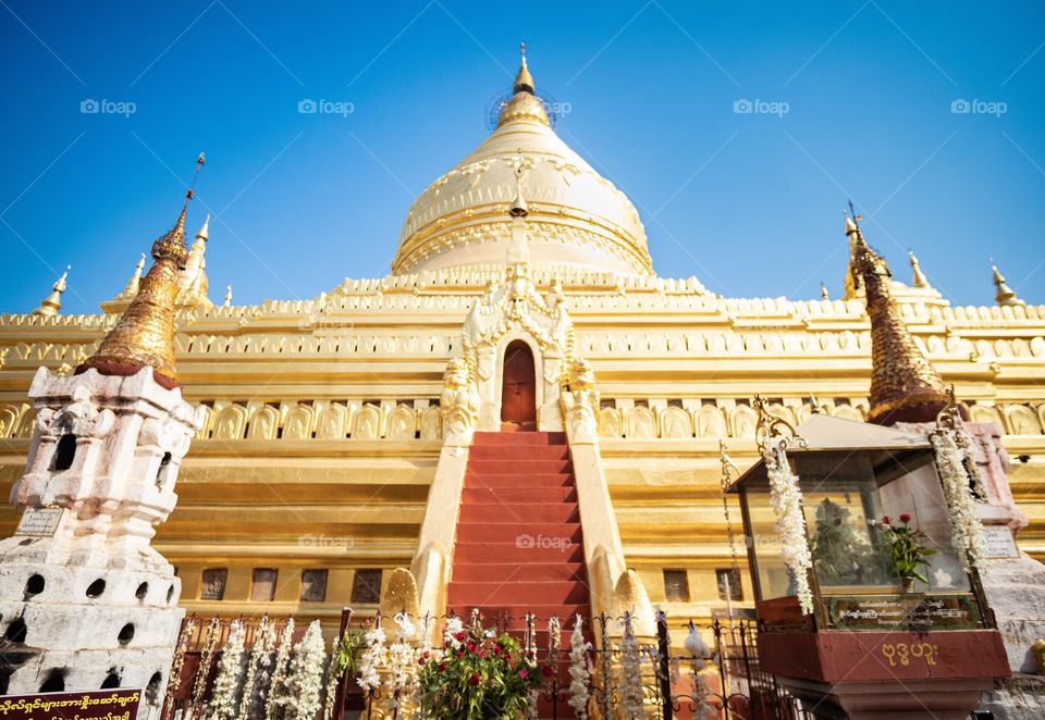 Bagan/Myanmar-The most famous Pagoda in Bagan , Shwezigon Pagoda .Tourist should not forget to visit.