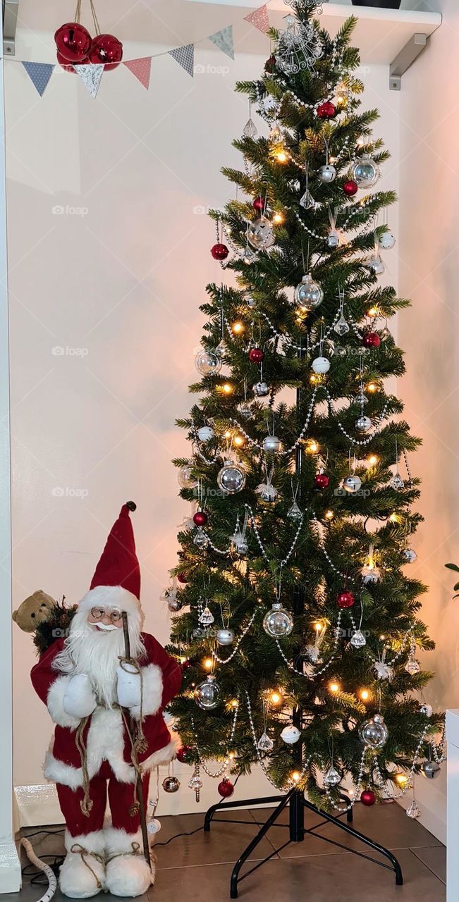 Christmas tree and santa