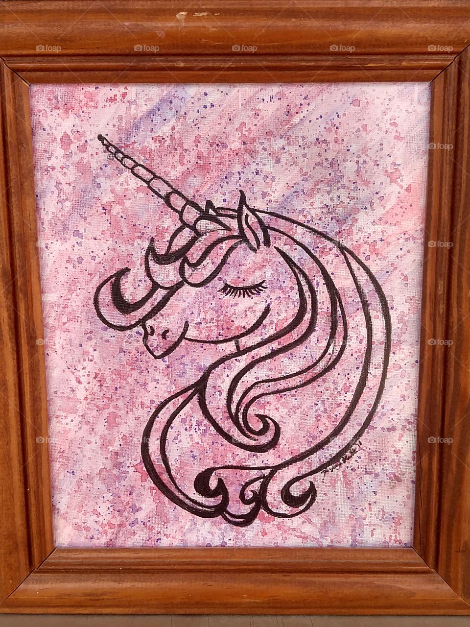 a mystical pink and purple unicorn drawing drawn by me