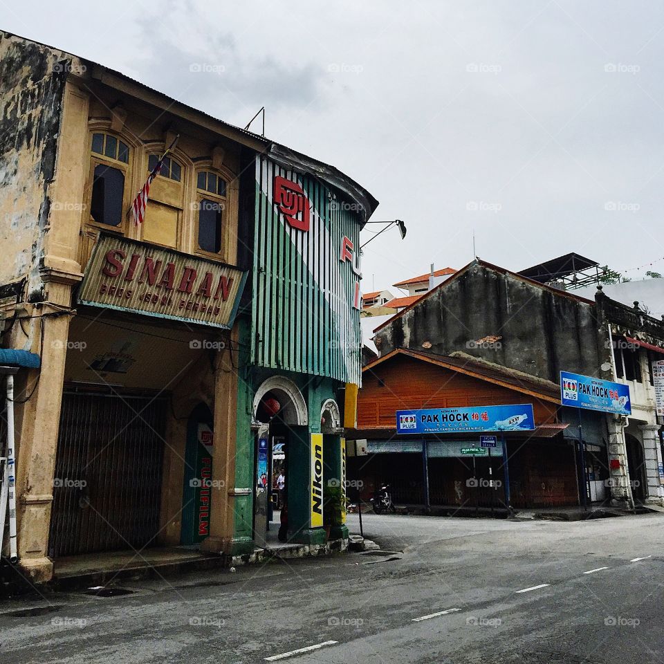 Old buildings on walk street