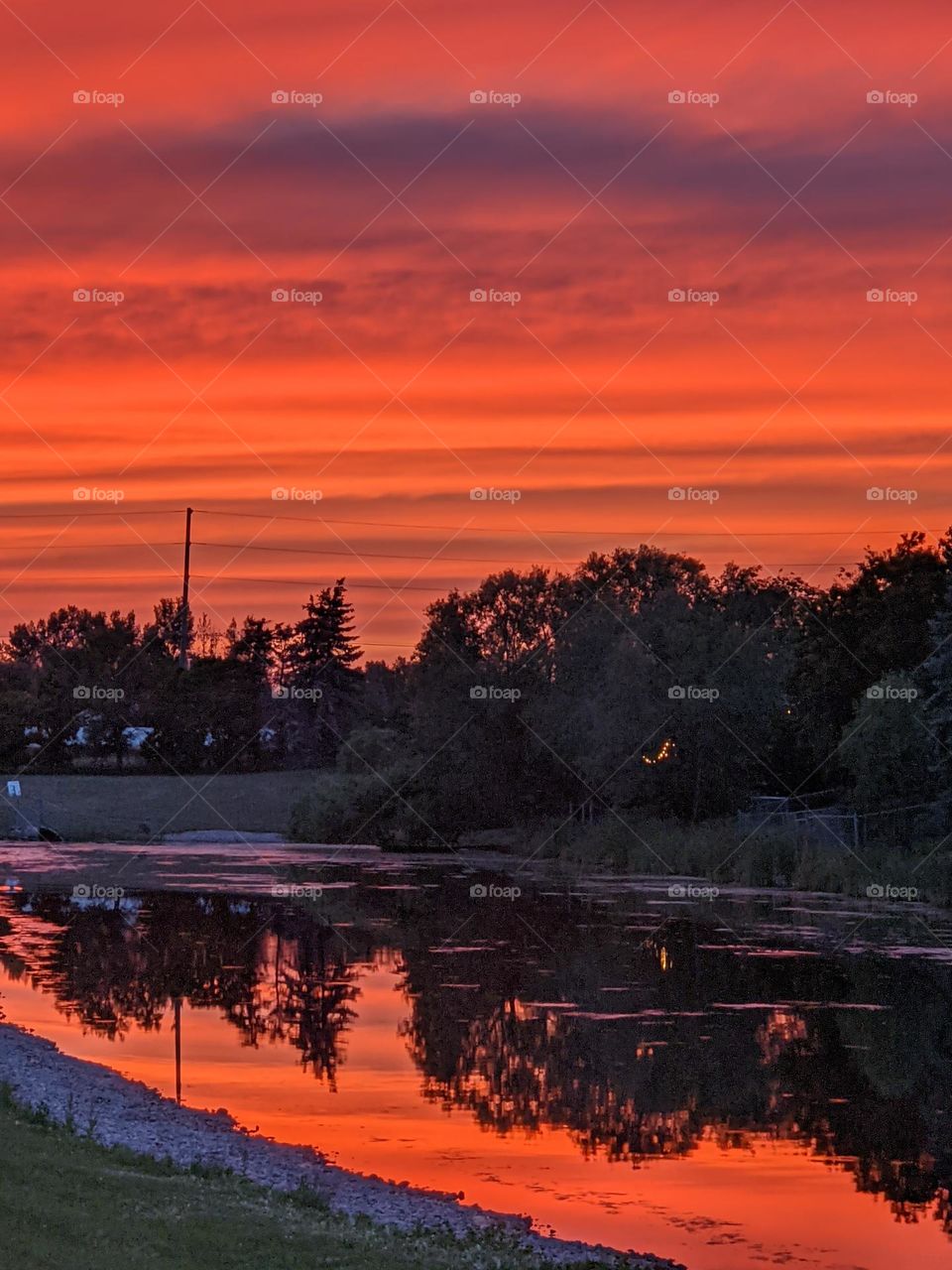 sunset over the pond