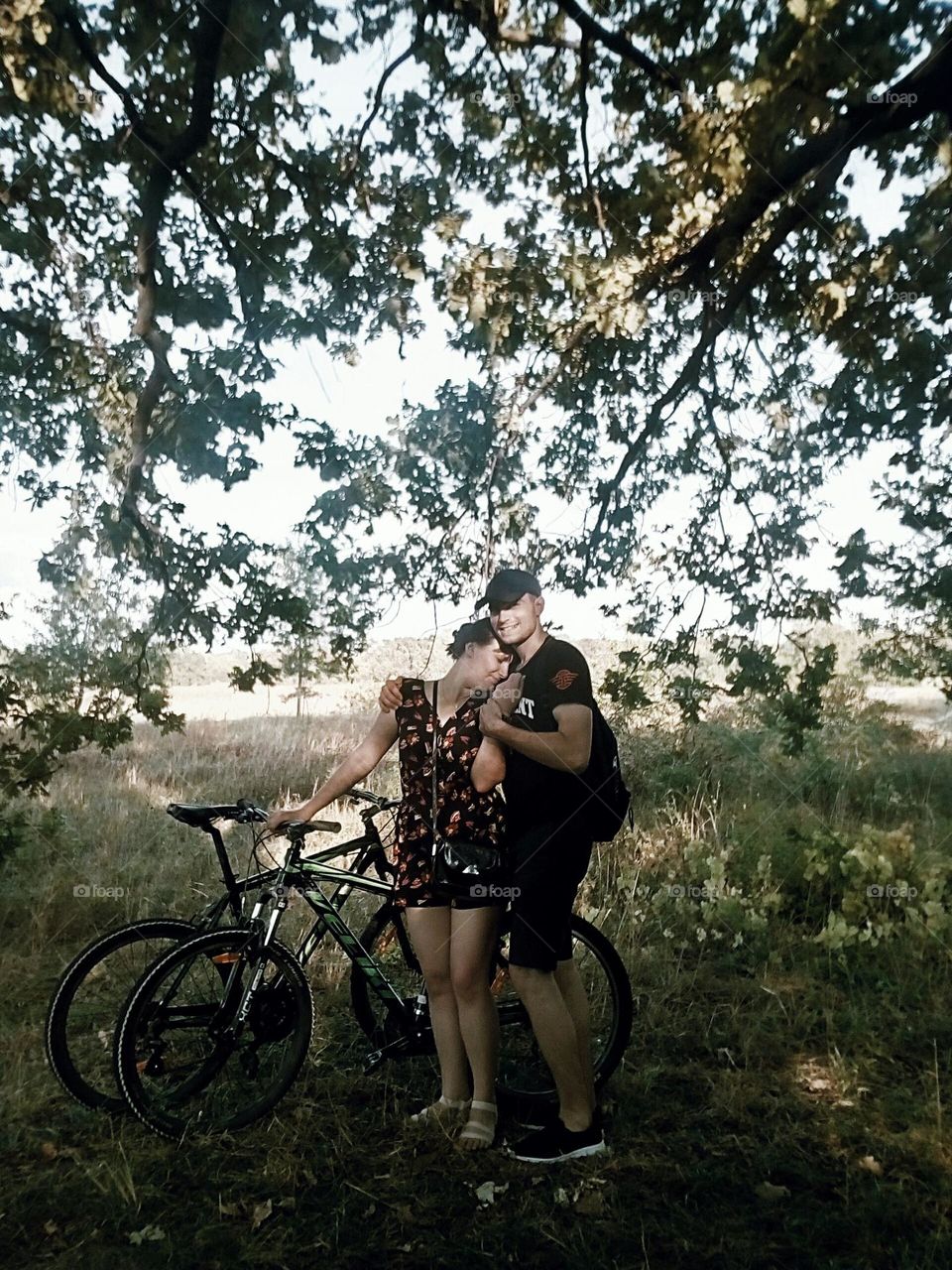 A walk in the field on bicycles