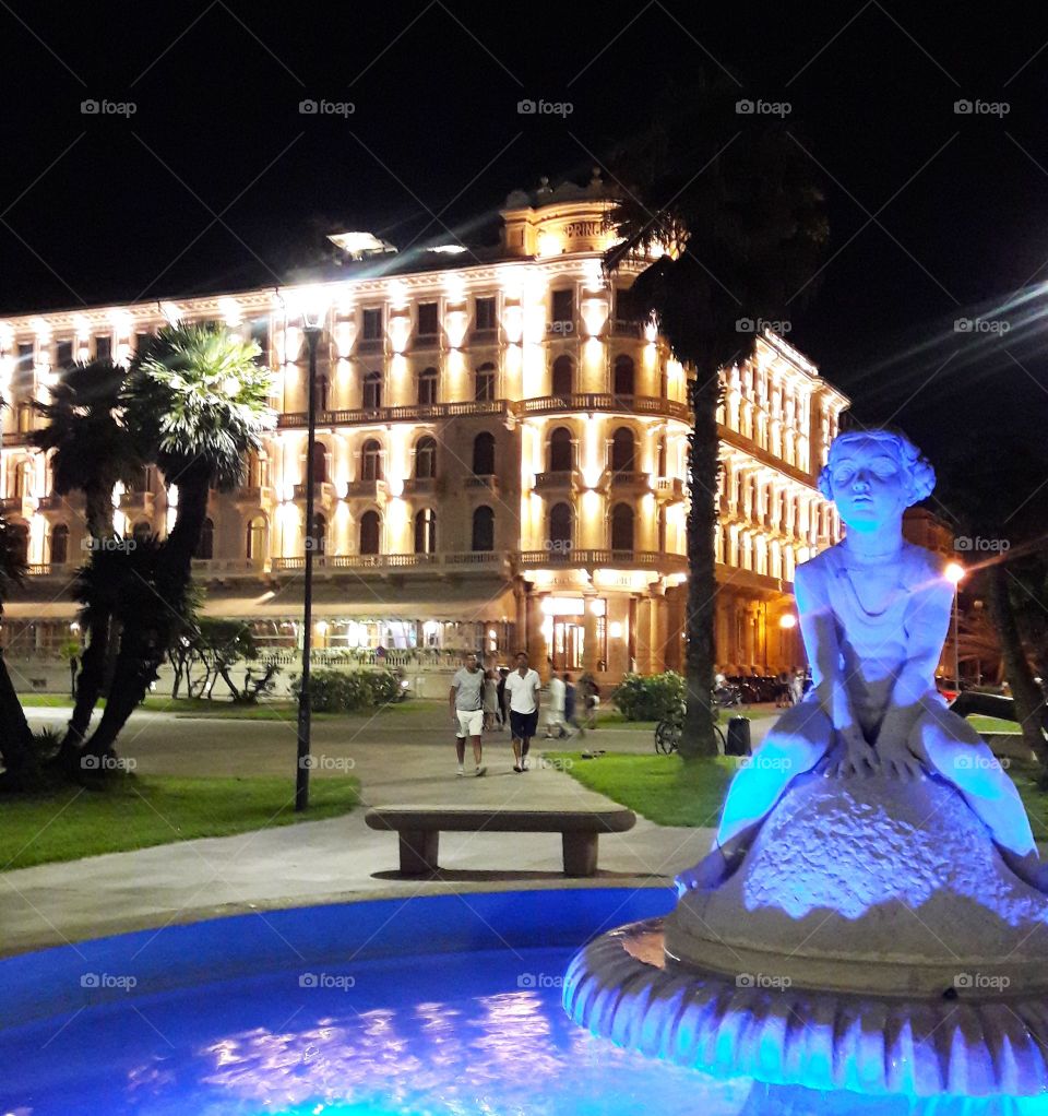 View on Park of principe's hotel in  Viareggio, the carnival city