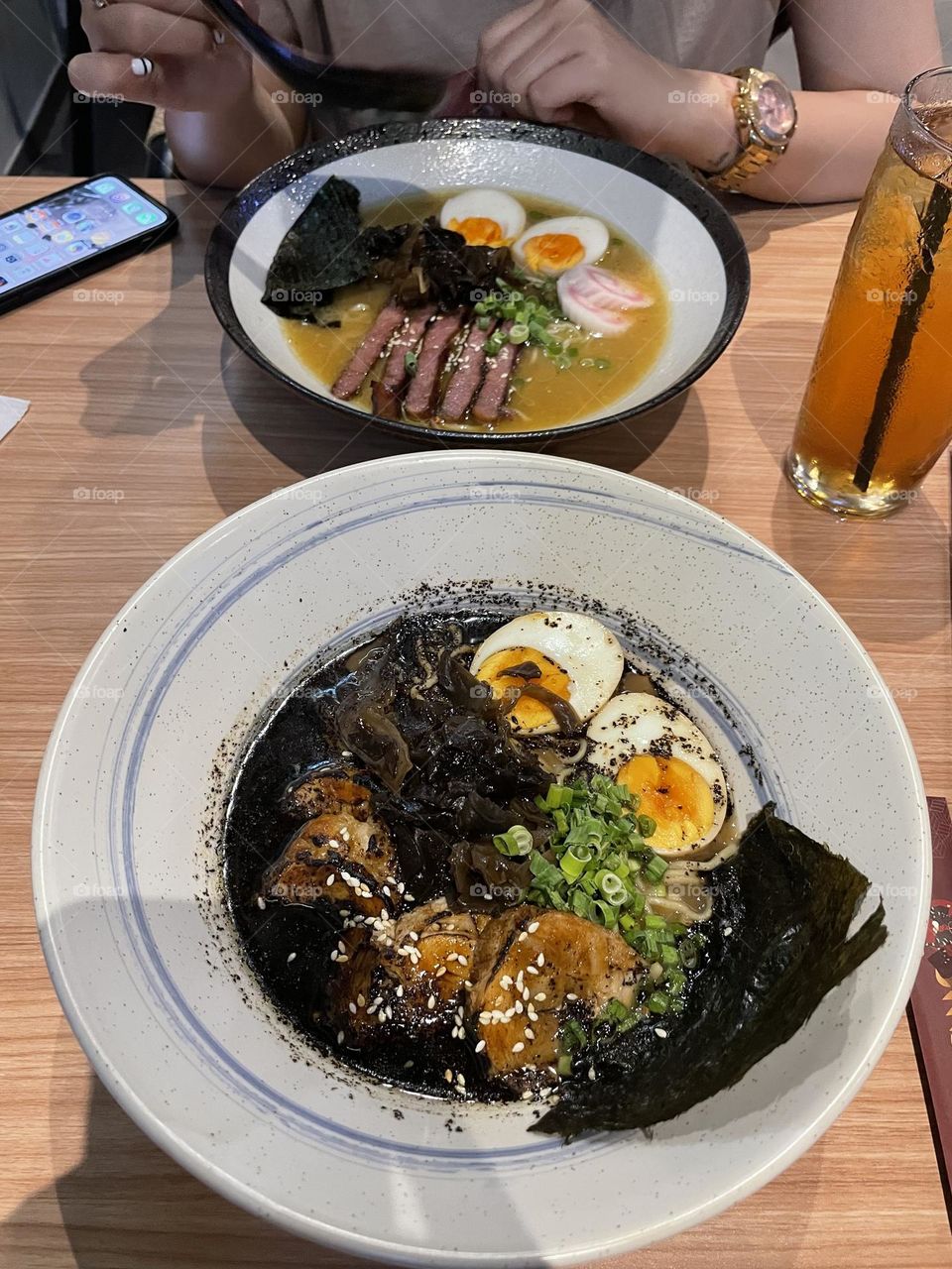 Black chicken ramen and beef wagyu ramen