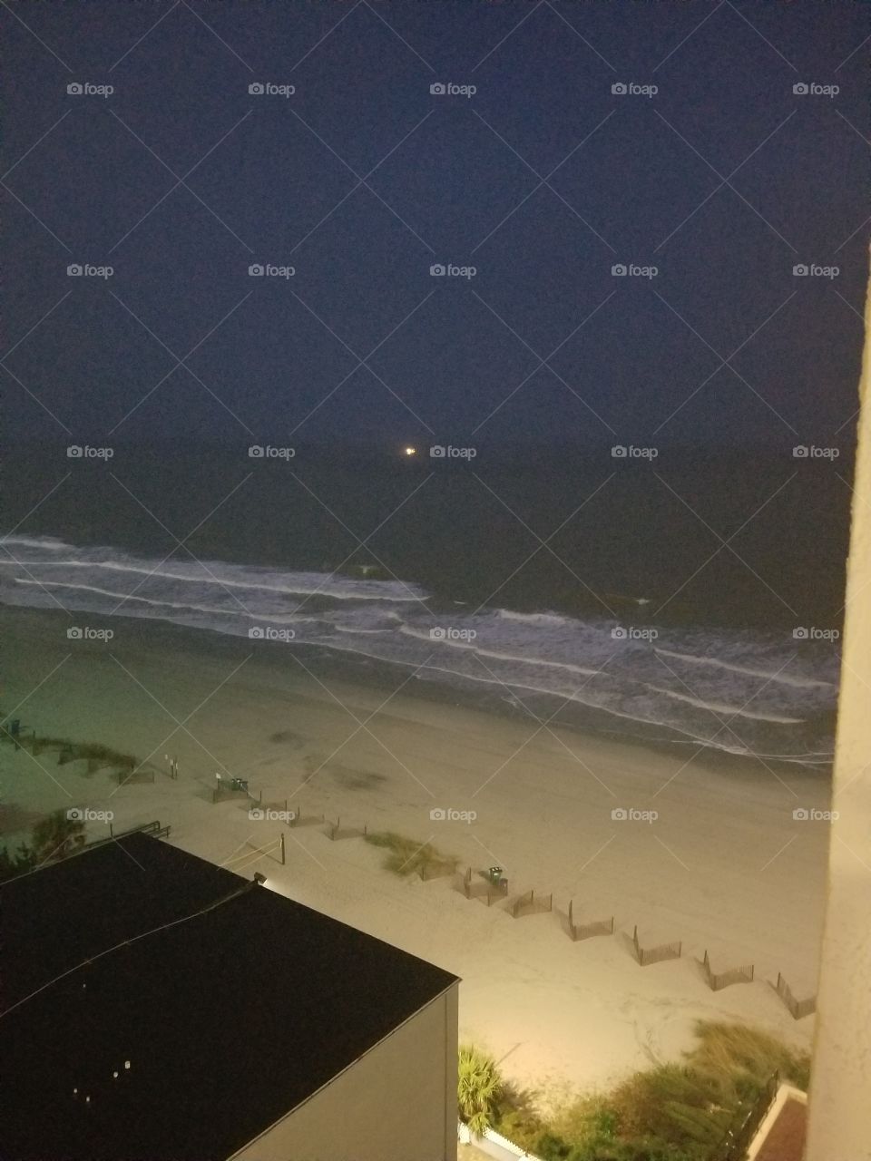 Myrtle Beach South Carolina in night with Misty Rain