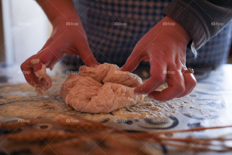 Kneading bread dough