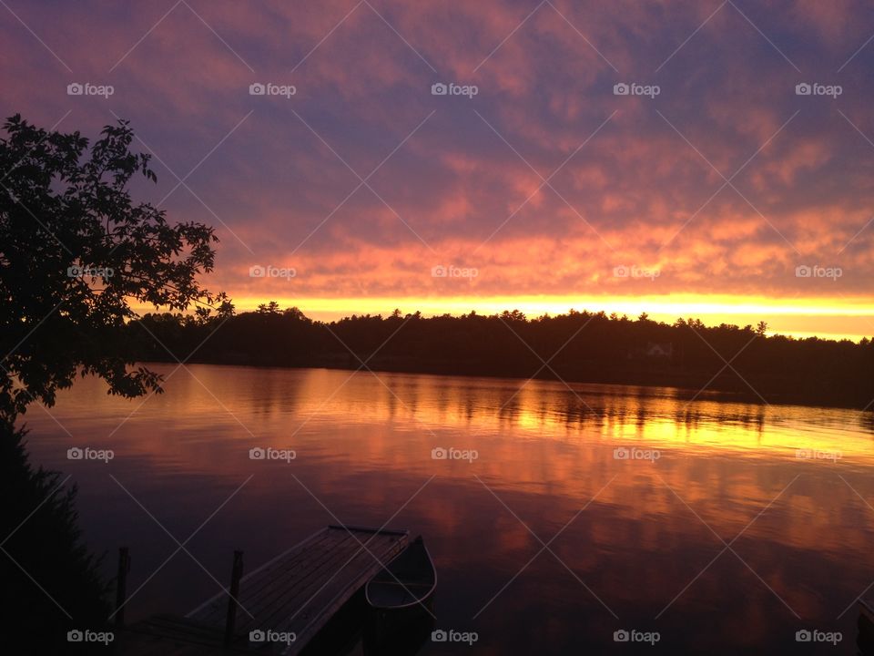 Beautiful Warm Sky. Sunset photo taken from Calabogie Lode Resort on Calabogie Lake in Calabogie, Ontario, Canada