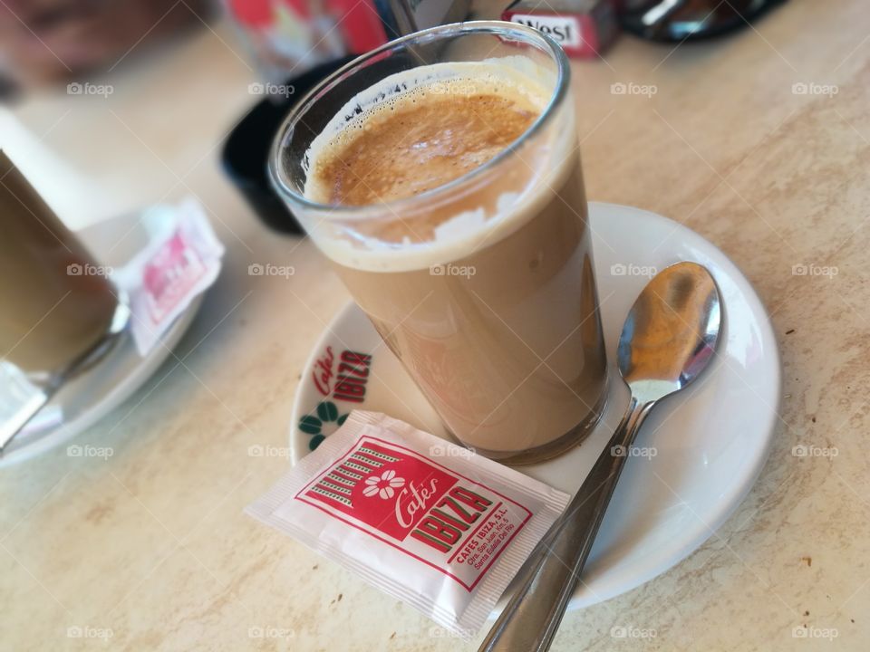 coffee with milk in breakfast