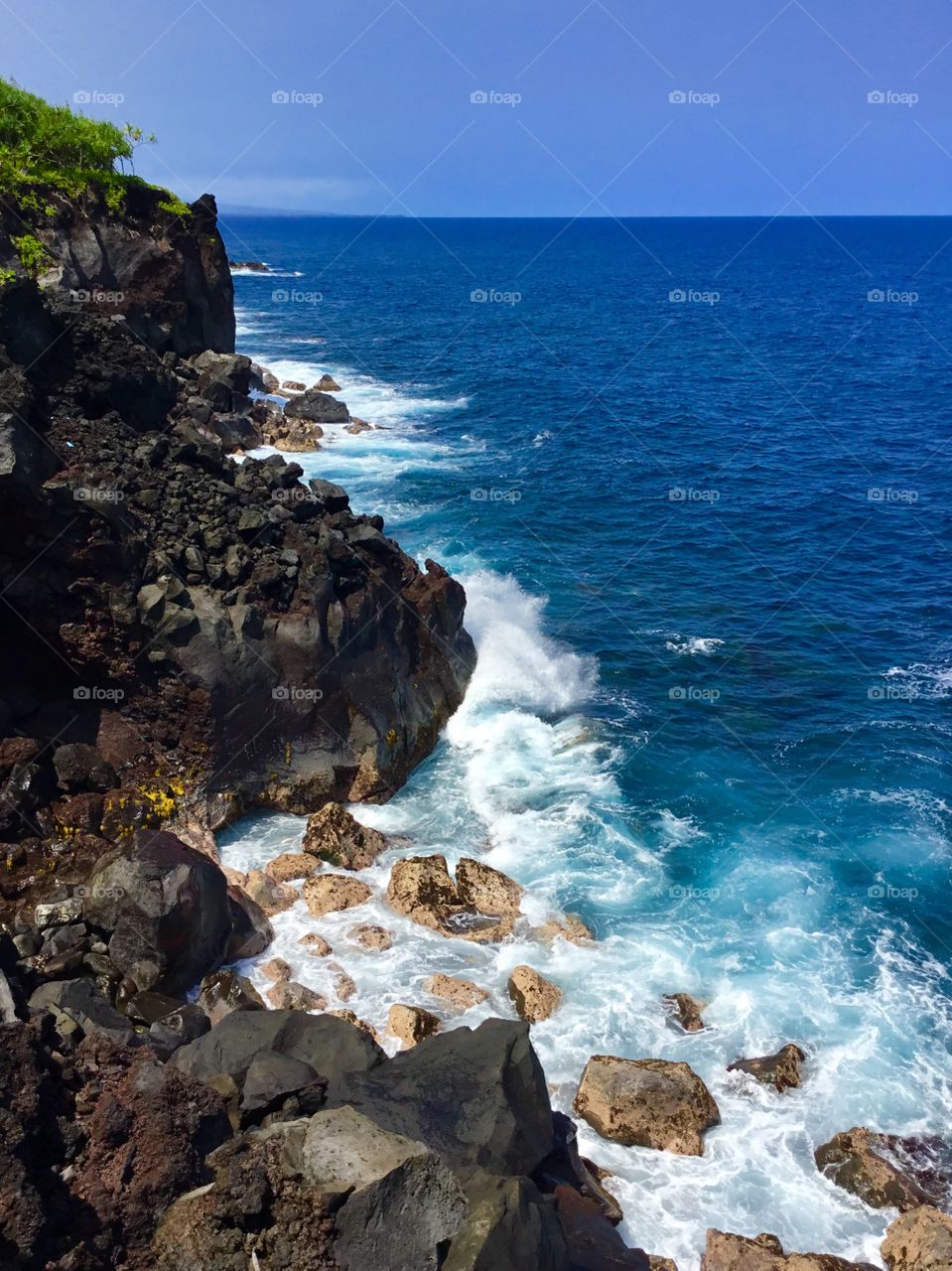 Looking down at the sea cliffs